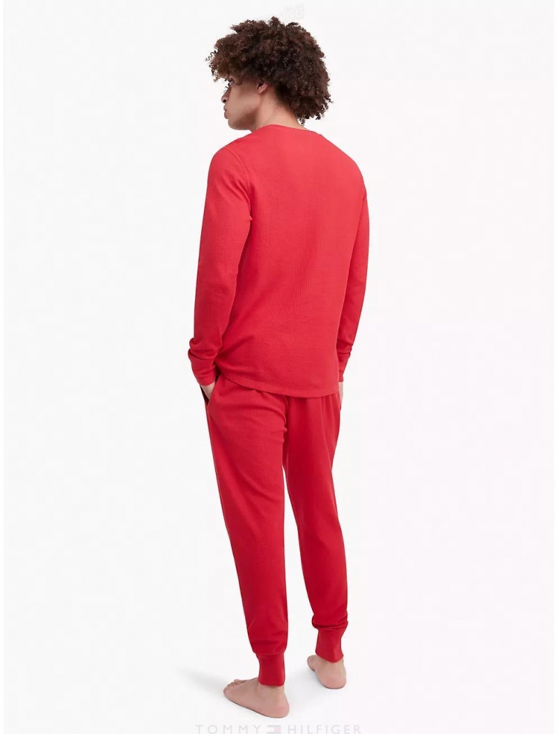 Tommy Hilfiger Thermal Sleep Henley Sleepwear RED | 2158-EJCYZ