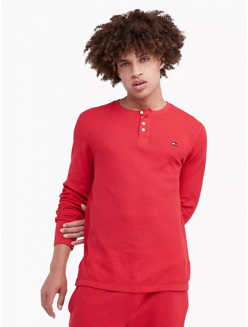 Tommy Hilfiger Thermal Sleep Henley Sleepwear RED | 2158-EJCYZ