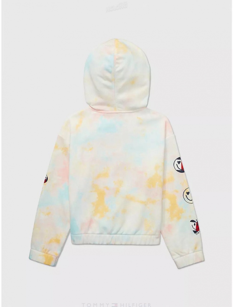 Tommy Hilfiger Tie-Dye Hoodie Tops Milky Way | 5438-VXBTW