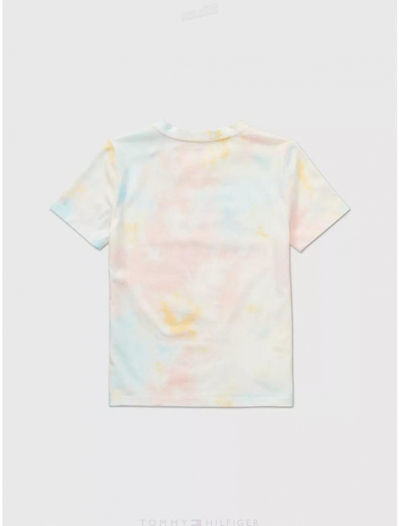 Tommy Hilfiger Tie-Dye T-Shirt Tops Fresh White/Multi | 7648-NBFRC