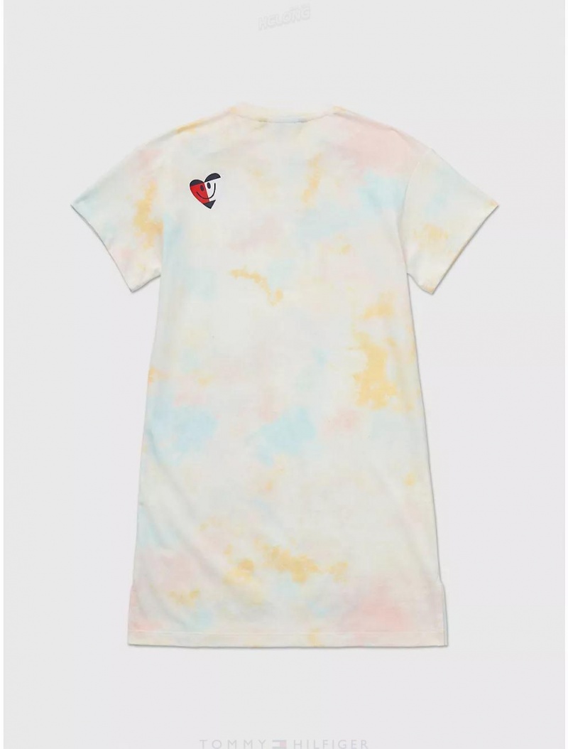 Tommy Hilfiger Tie-dye T-Shirt Dress Dresses & Skirts Milky Way | 1023-RVTKL