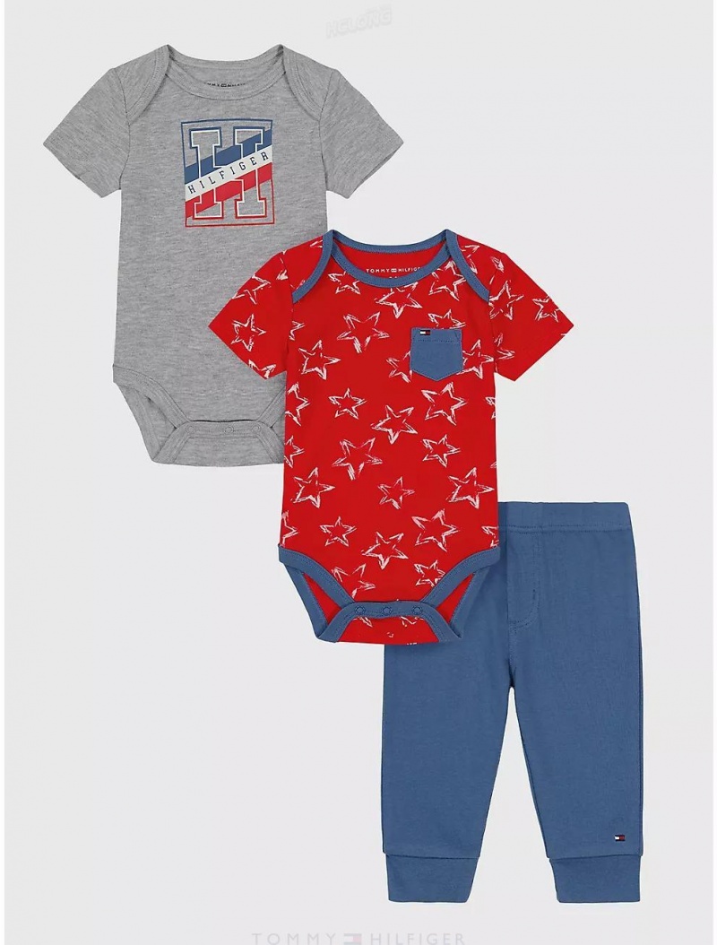 Tommy Hilfiger Toddlers' Onesie and Pant Set 3PC Onesies Assorted | 3169-XCHKL