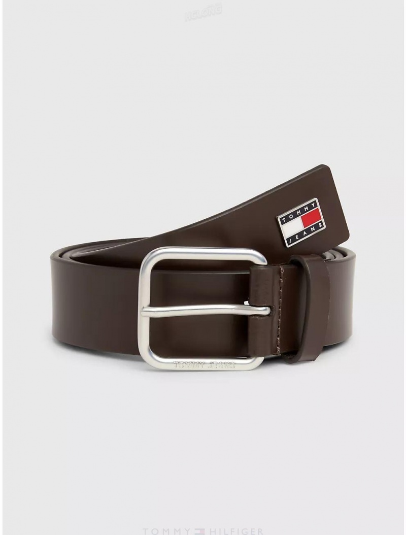 Tommy Hilfiger Tommy Jeans Leather Belt Belts Dark Brown | 6293-WBXSP