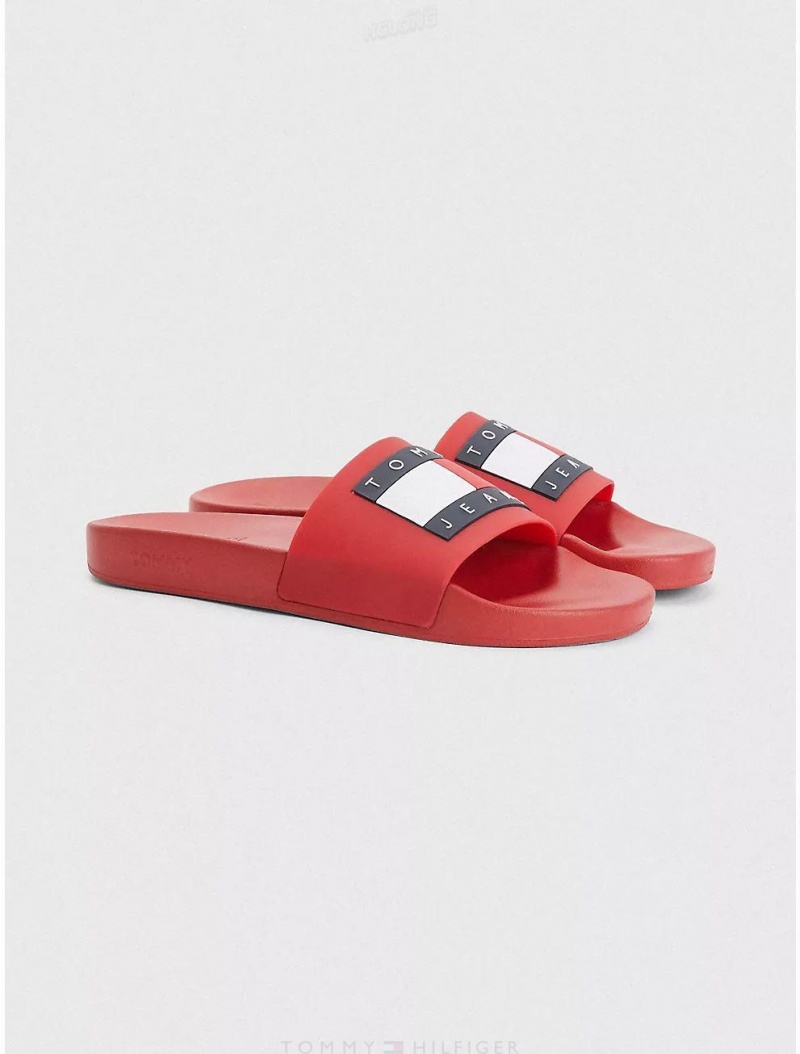 Tommy Hilfiger Tommy Jeans Pool Slide Shoes Deep Crimson | 5892-JOLIU