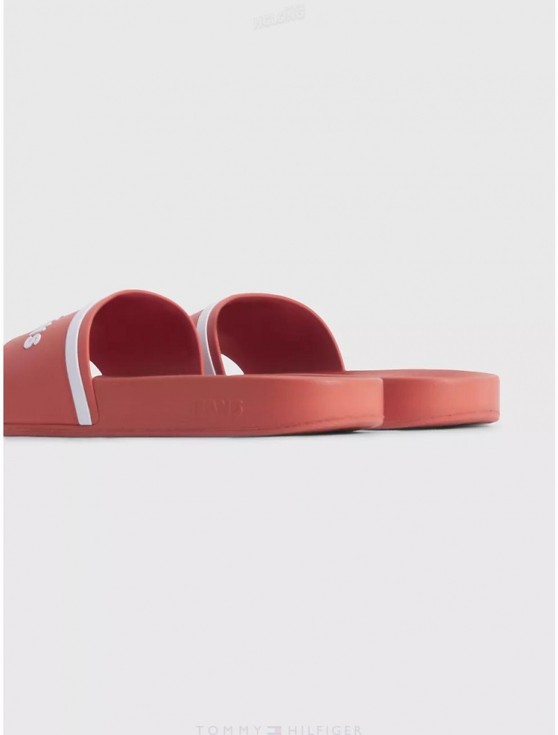 Tommy Hilfiger Tommy Jeans Pool Slide Shoes Burnt Vermillion | 3129-ZALBK