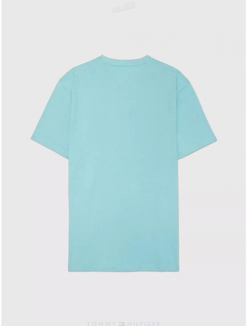 Tommy Hilfiger Tommy Jeans T-Shirt Tops Mediterranean Blue | 4892-TMZPO