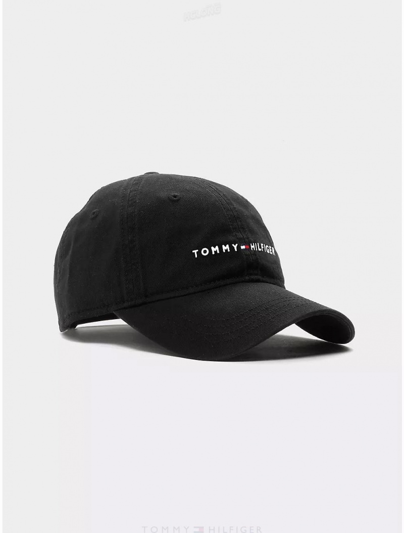 Tommy Hilfiger Tommy Logo Baseball Cap Hats Th Deep Black | 1952-UDWLK