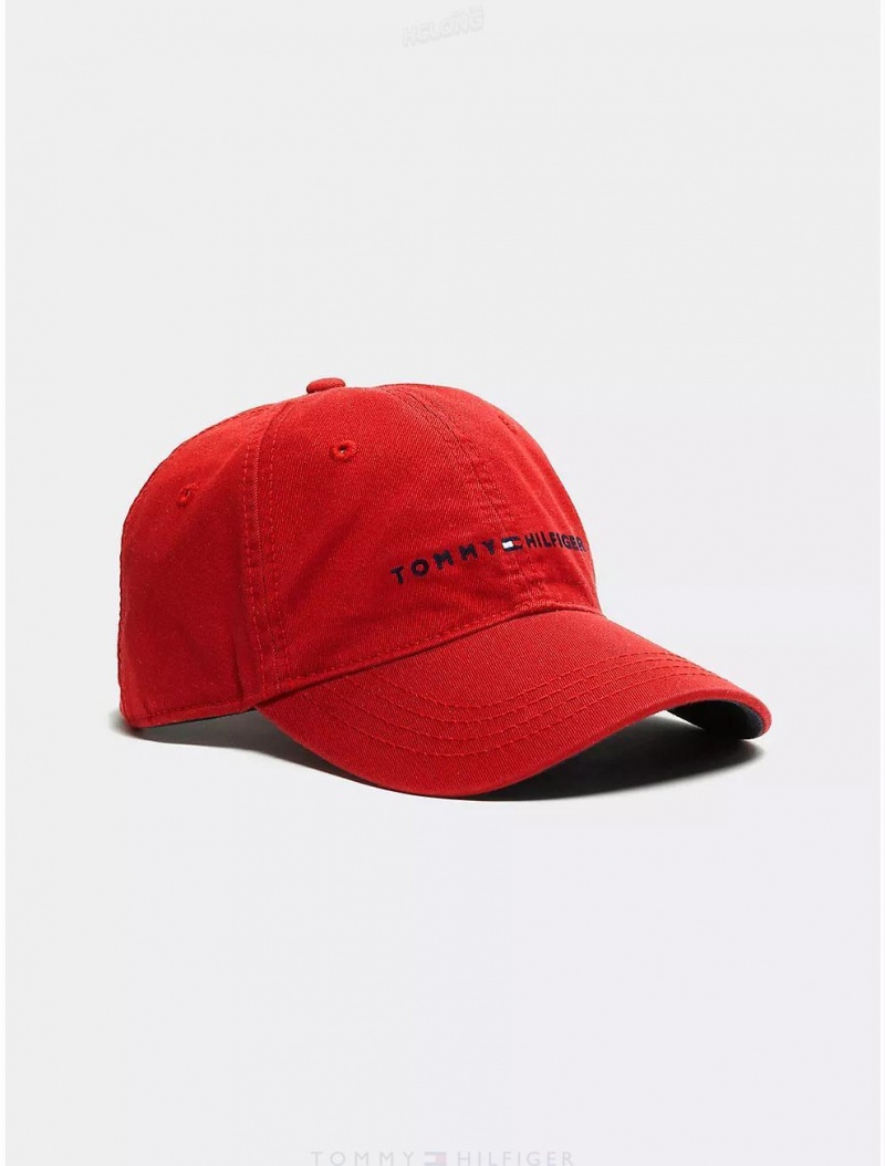 Tommy Hilfiger Tommy Logo Baseball Cap Hats Apple Red | 3902-BJUAV