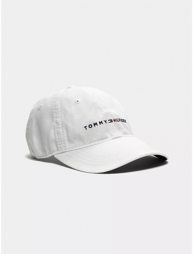 Tommy Hilfiger Tommy Logo Baseball Cap Hats Bright White | 4509-GLBRD