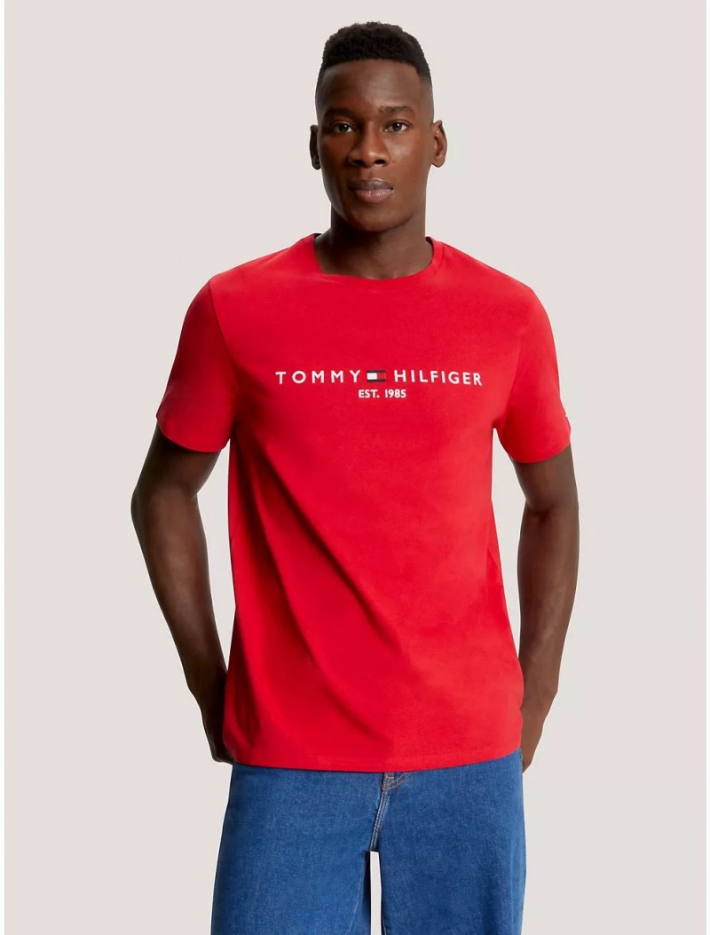 Tommy Hilfiger Tommy Logo T-Shirt T-Shirts Primary Red | 7923-RHMFE