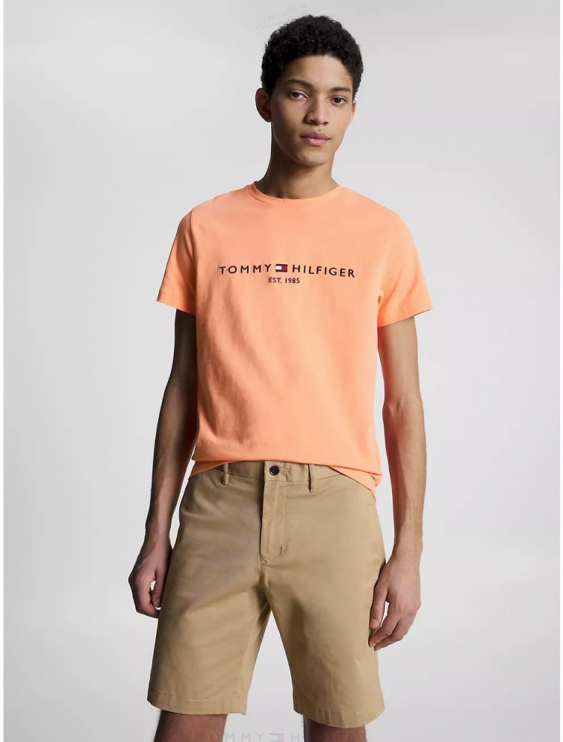 Tommy Hilfiger Tommy Logo T-Shirt T-Shirts Peach Dusk | 9534-WSOHG