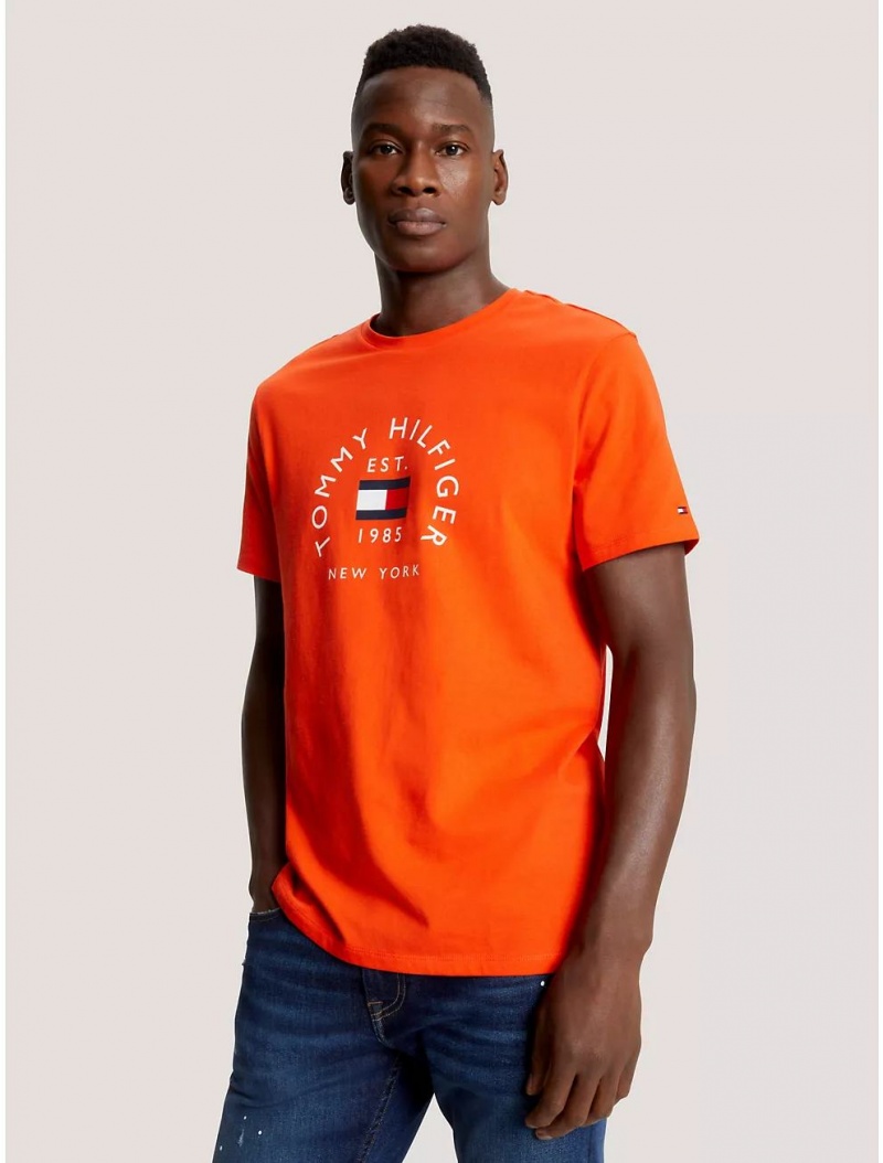 Tommy Hilfiger Tommy NY Logo T-Shirt T-Shirts Acid Orange | 4831-ZJTES