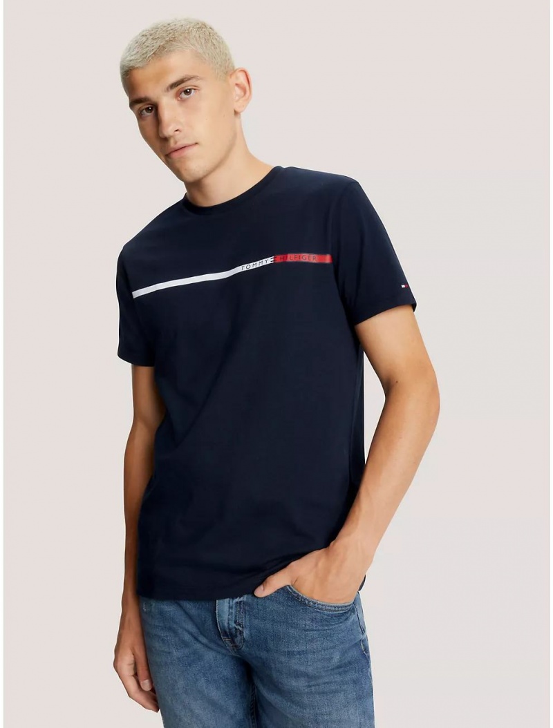 Tommy Hilfiger Tommy Stripe T-Shirt T-Shirts Desert Sky | 1239-XZKIE