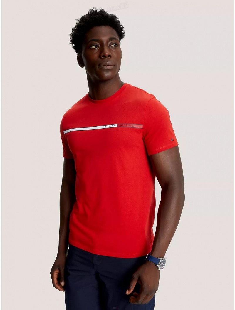 Tommy Hilfiger Tommy Stripe T-Shirt T-Shirts Coastal Coral | 4318-CGUWI