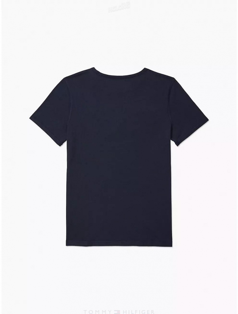 Tommy Hilfiger Tommy T-Shirt Tops Sky Captain | 2987-UIJLK