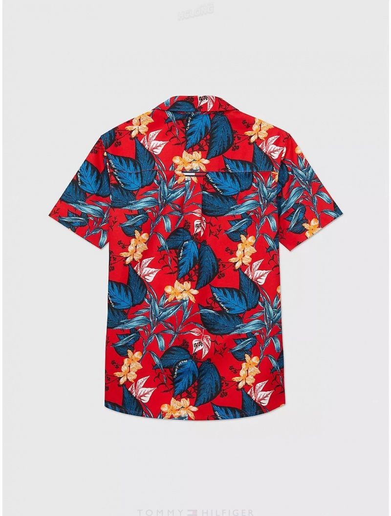 Tommy Hilfiger Tropics Short-Sleeve Shirt Tops Tropical Leaf Print | 5087-CPTXY