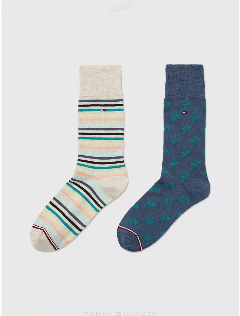 Tommy Hilfiger Trouser Sock 2-Pack Socks Beige Heather/Multi | 5810-QCWGV