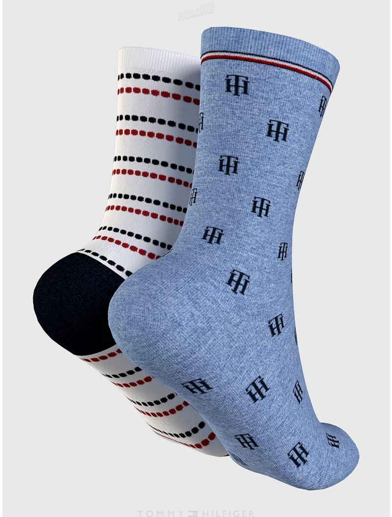 Tommy Hilfiger Trouser Sock 2-Pack Socks Egret/Multi | 8295-OEHAX