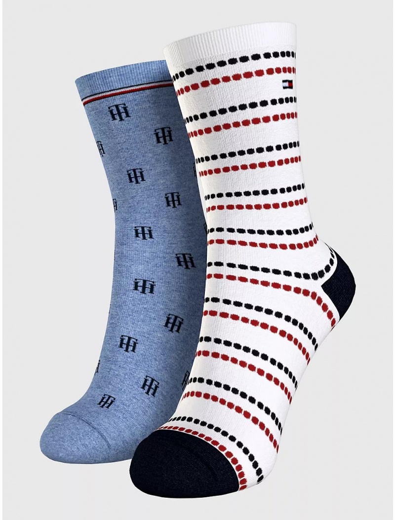 Tommy Hilfiger Trouser Sock 2-Pack Socks Egret/Multi | 8295-OEHAX