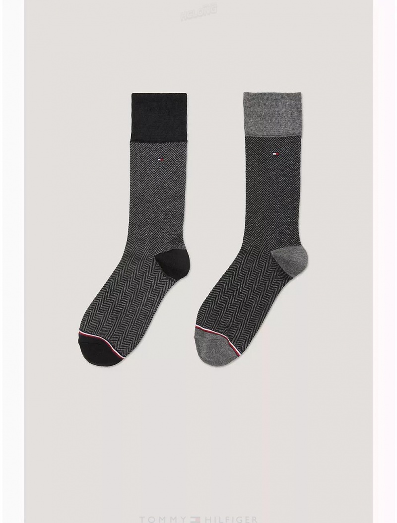 Tommy Hilfiger Trouser Sock 2-Pack Socks Charcoal Heather/Multi | 7061-DYIJS