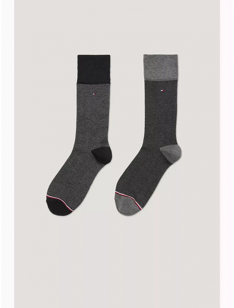 Tommy Hilfiger Trouser Sock 2-Pack Socks Charcoal Heather/Multi | 7061-DYIJS