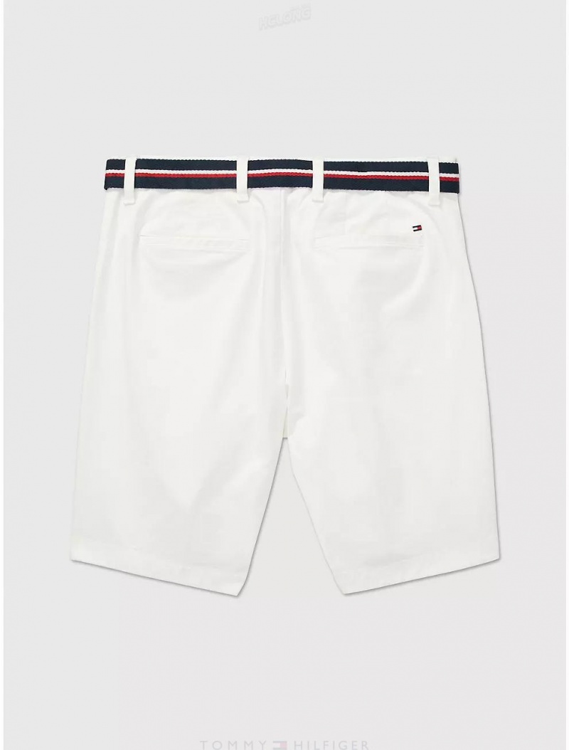 Tommy Hilfiger Twill Belted Short Bottoms Milky Way | 9102-CBEMX