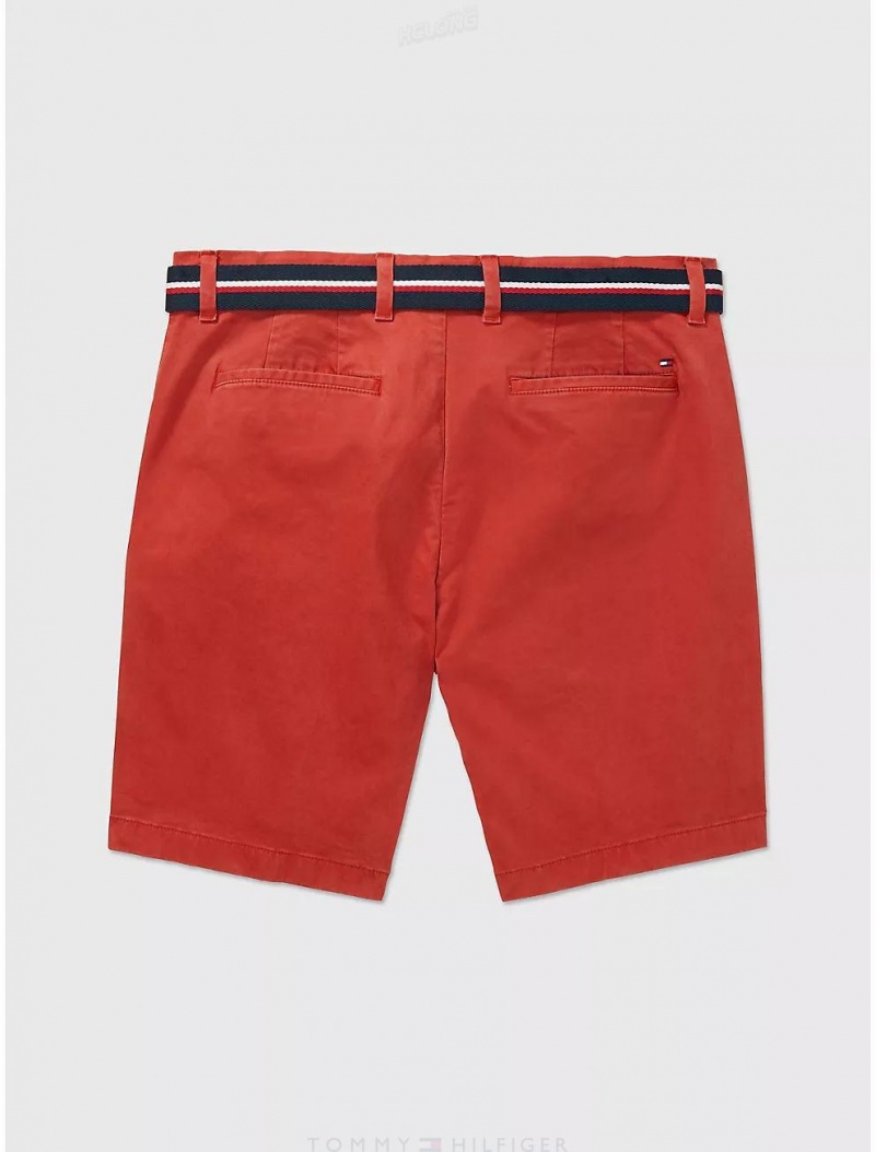 Tommy Hilfiger Twill Belted Short Bottoms Cinnabar Red | 7654-AIKTB