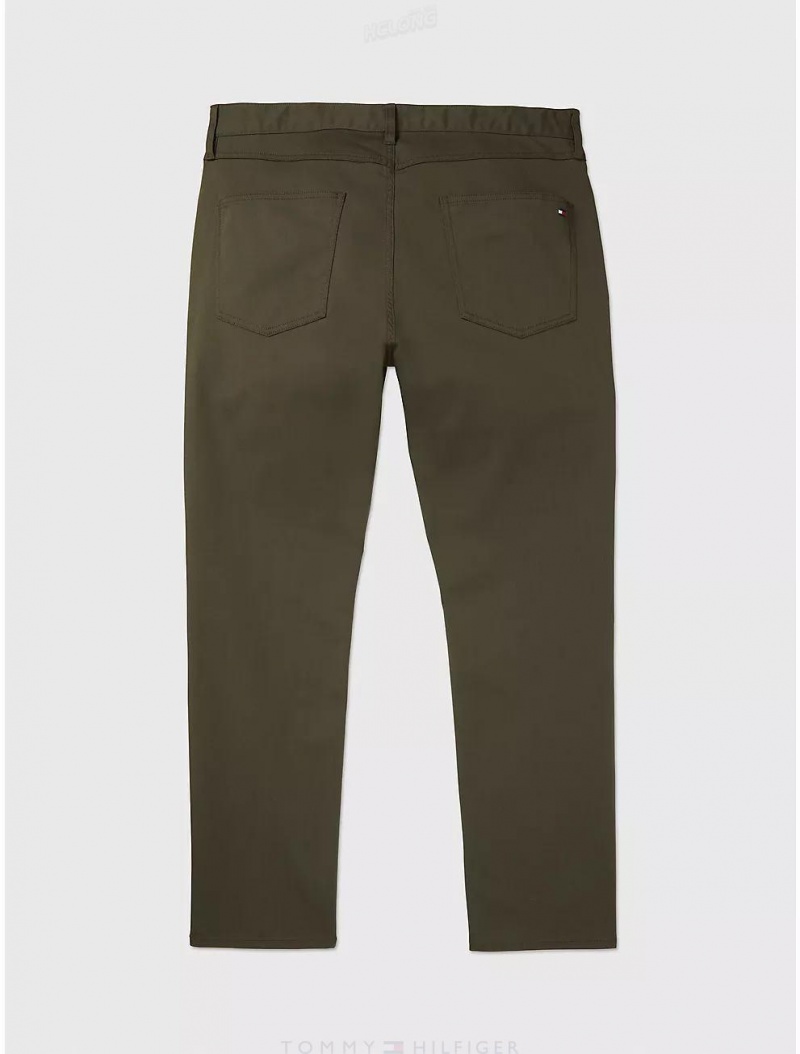 Tommy Hilfiger Twill Stretch Pant Bottoms Army Green | 0463-MPVDQ