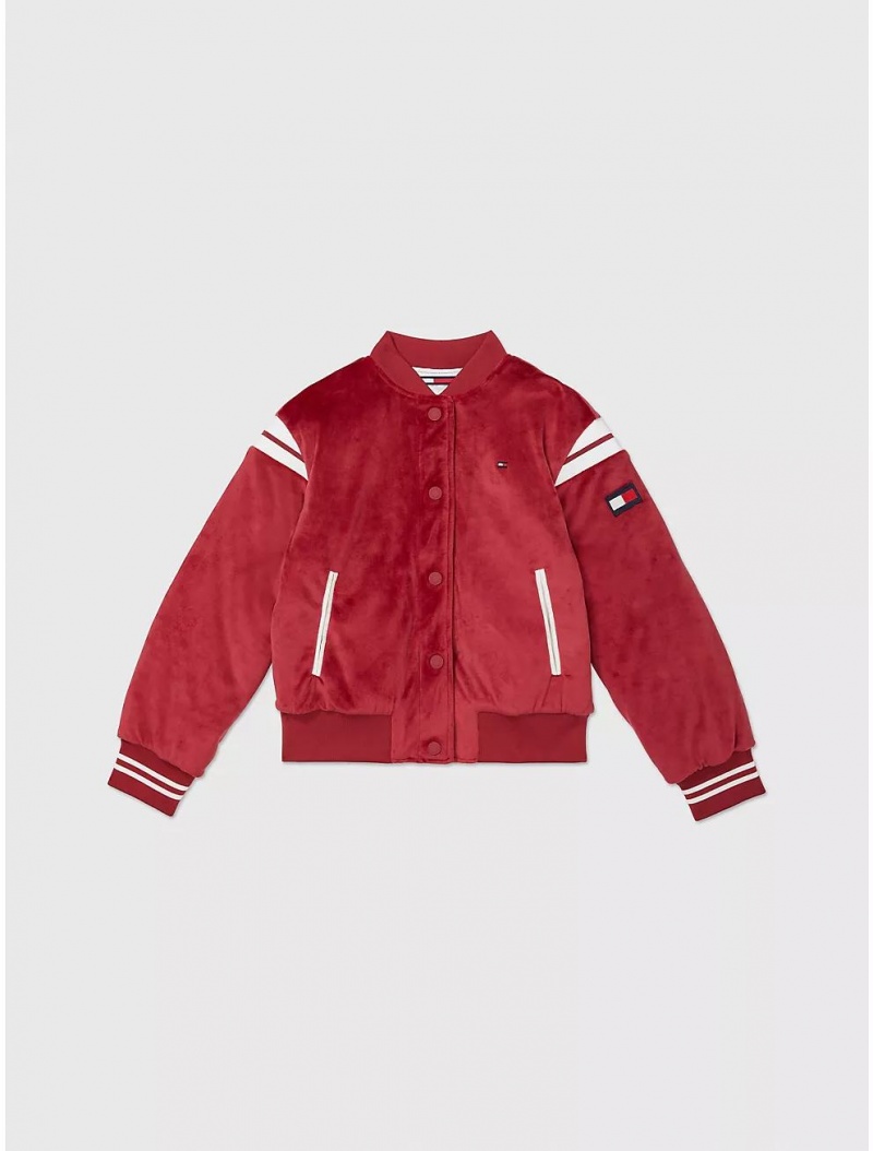 Tommy Hilfiger Varsity Bomber Jacket Jackets Deep Sea Rose | 0531-ZKQNO