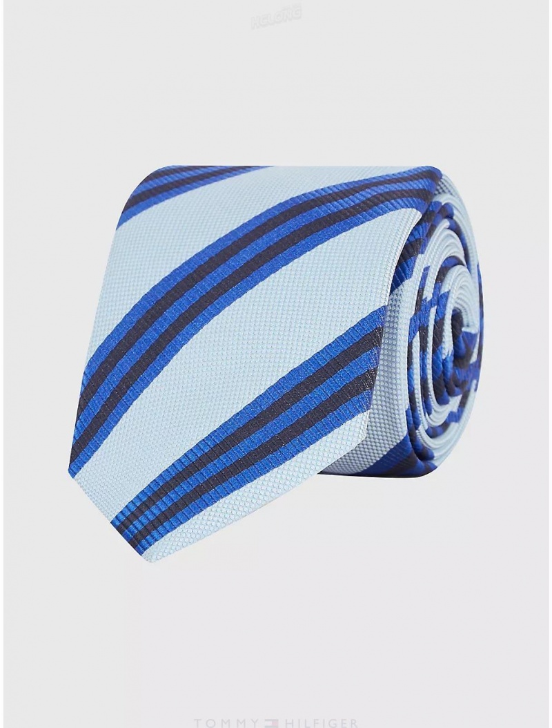 Tommy Hilfiger Varsity Stripe Tie Ties Light Blue | 4230-XPICR