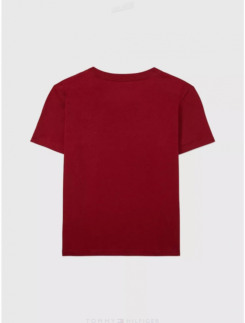 Tommy Hilfiger Varsity T-Shirt Tops Perfect Cherry | 4107-PLQZU