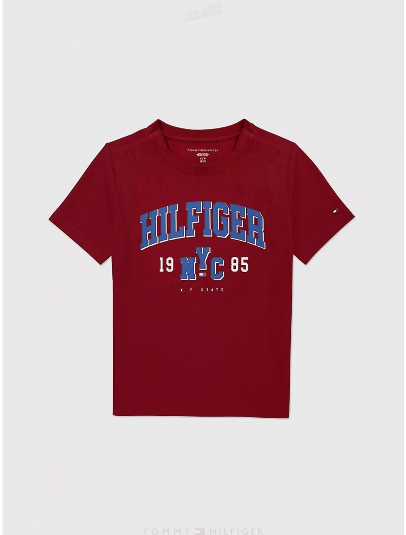 Tommy Hilfiger Varsity T-Shirt Tops Perfect Cherry | 4107-PLQZU