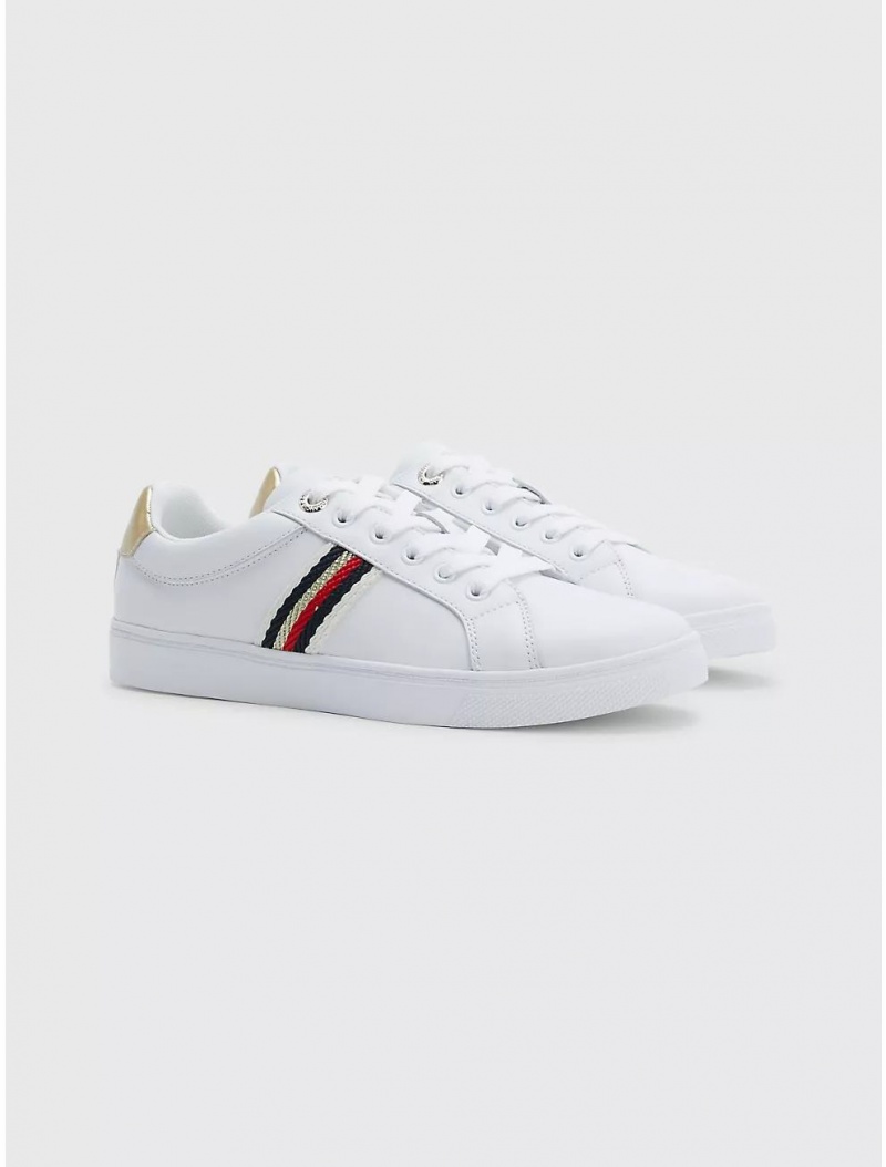 Tommy Hilfiger Webbed Stripe Sneaker Shoes White | 7240-KPXAL