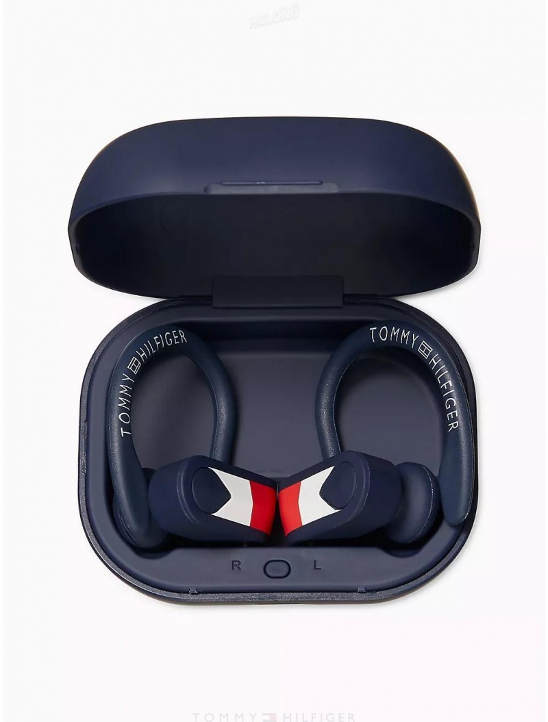 Tommy Hilfiger Wireless Sport Earbuds Activewear Navy | 2179-PMNKX