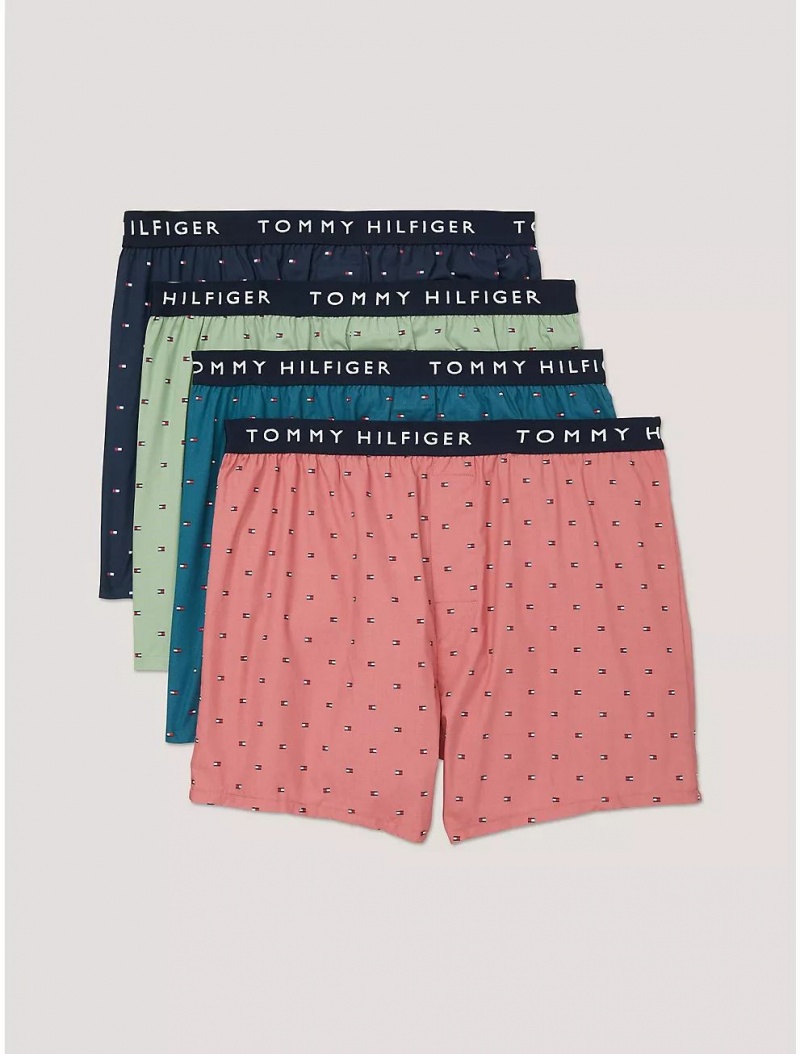 Tommy Hilfiger Woven Cotton Boxer 4-Pack Underwear Rosewood | 9041-EFDSB