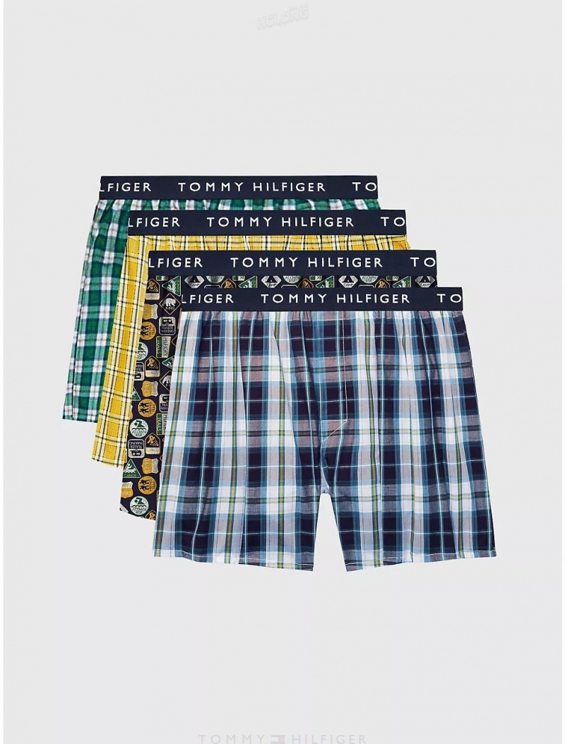 Tommy Hilfiger Woven Cotton Boxer 4-Pack Underwear Ray | 9576-YHVOQ